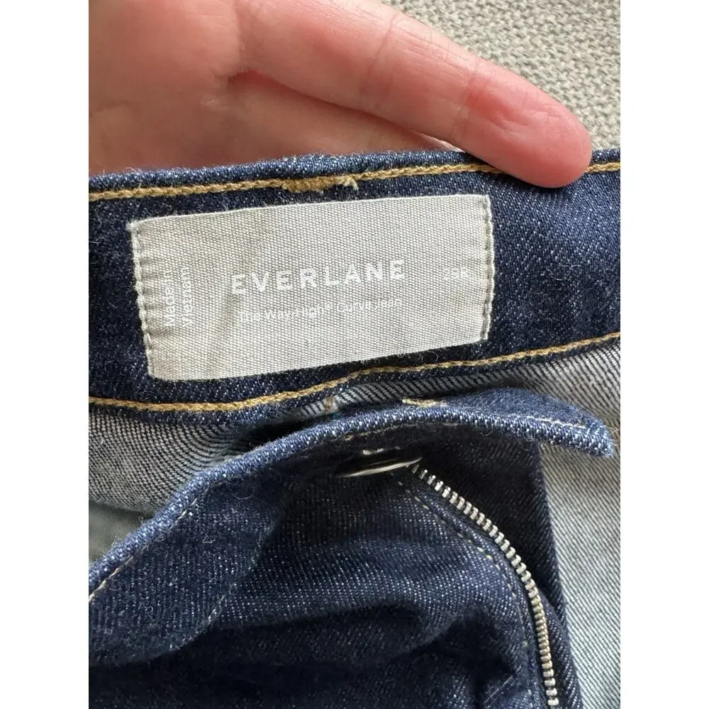 Everlane The Way High Curve Jeans Pure Blue Barrel 29R Dark Wash - Picture 6 of 9